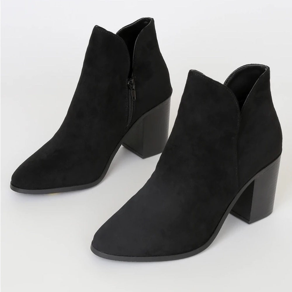 Martella Black Suede Ankle Booties